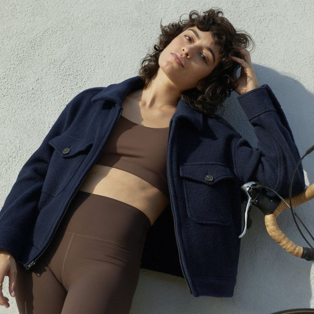 Everlane wool mackinaw coat in navy
